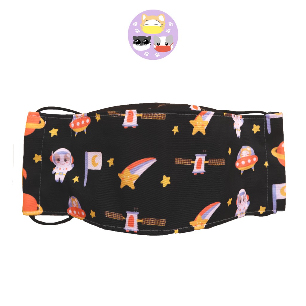 Masker Kain 3 Dimensi Origami Motif Kucing Lucu