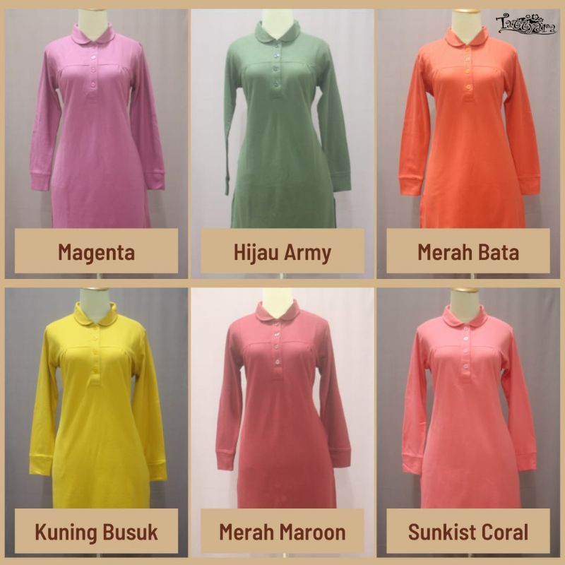 KAOS POLO BAJU TUNIC BAHAN LACOSTE PEREMPUAN TERKINI MURAH MERIAH SENAM GOES POLO SAKU M L XL XXL XXXL