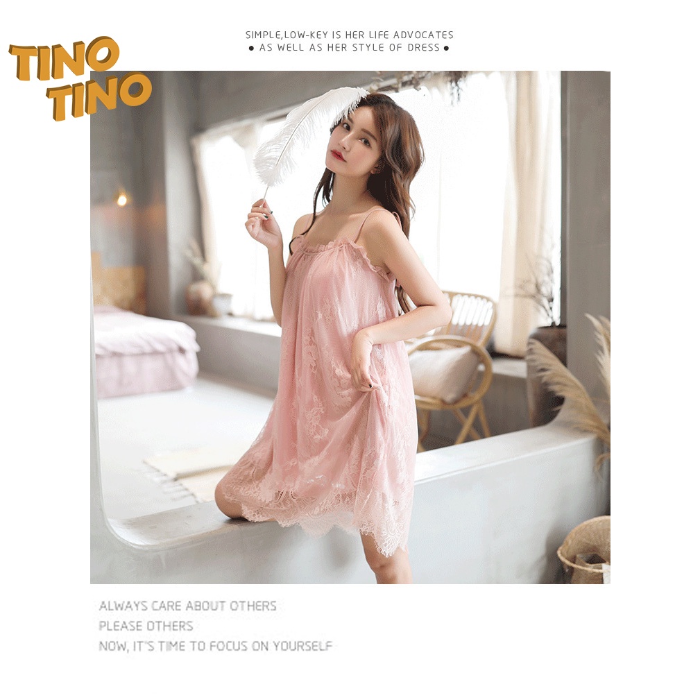 CJSW-018 TINO TINO Baju Tidur Model Dress / Lace Piyama Tanpa Lengan