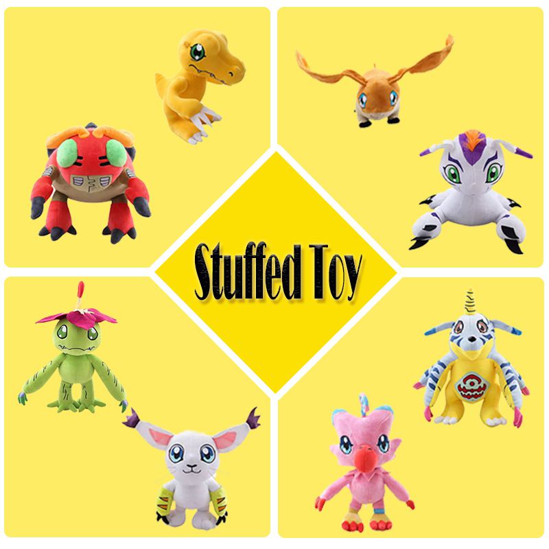 30cm Boneka Digimon Plush Toy Mainan Agumon Tailmon Stuffed Animal Soft Dolls Fans Gift Collection