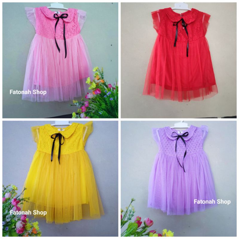 Dress anak cewek 1 2 tahun gaun tutu anak Pakaian anak cewek perempuan brokat mewah ( dress Anne )