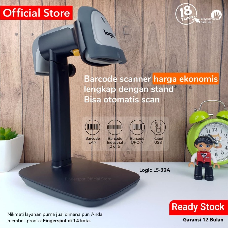Barcode Scanner Logic LS 30 A - Gratis Stand - Bisa Otomatis Scan