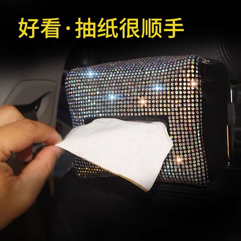 tempat tissue blink kotak tissue mobil sunvisor tempat tissue mobil swan mahkota blink Tempat/Cover Tissue Tisu Bahan Kulit DAD Full Diamond Blink-Blink Kualitas Premium