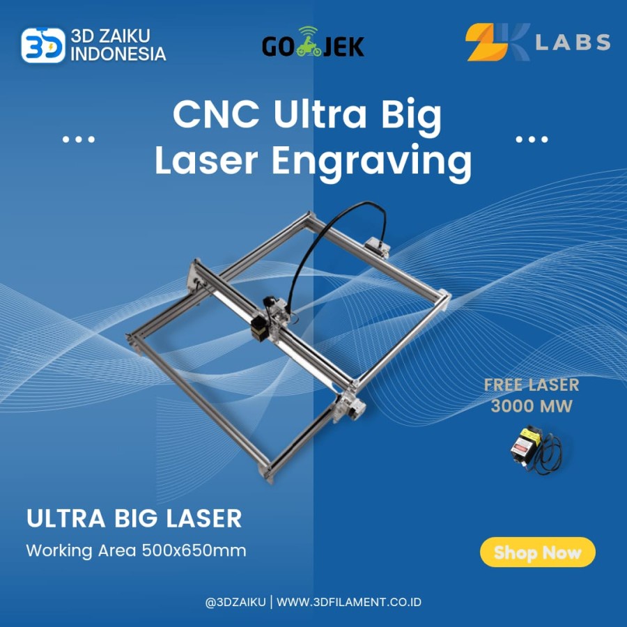 ZKLabs CNC Ultra Big Laser Engraving Machine 50 x 65 CM with FREE 500 mW Laser