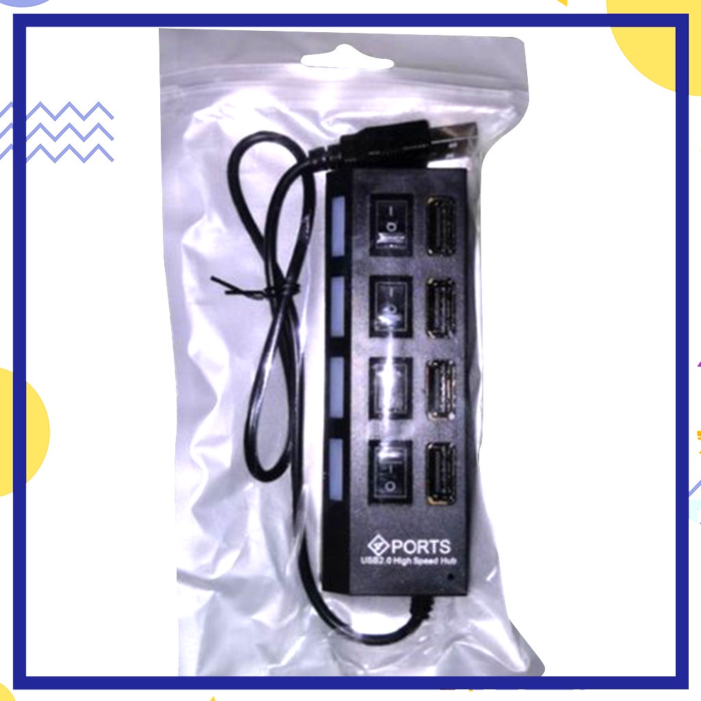 USB Hub 4 Port Saklar Lampu Led On Off Hispeed / 4Port Hi-Speed 2.0 - USB 4 Lubang Ceplekan Colokan USB 4 Lubang Cuttoff