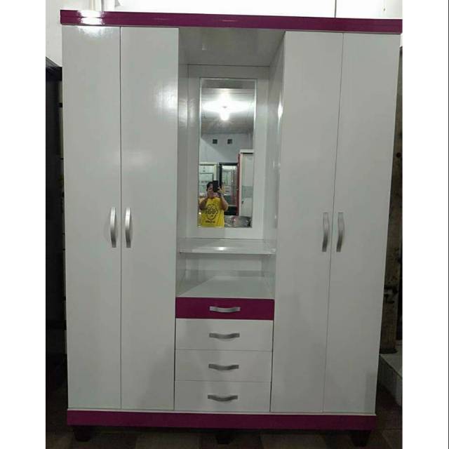  Lemari  3  Pintu  Jumbo Finishing Duco Lebar  180cm Shopee 