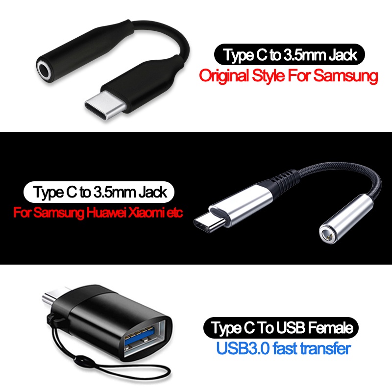 {LUCKID}Type C 3.5 Jack Earphone Audio Aux Cable for USB to 3.5mm Headphones Adapter