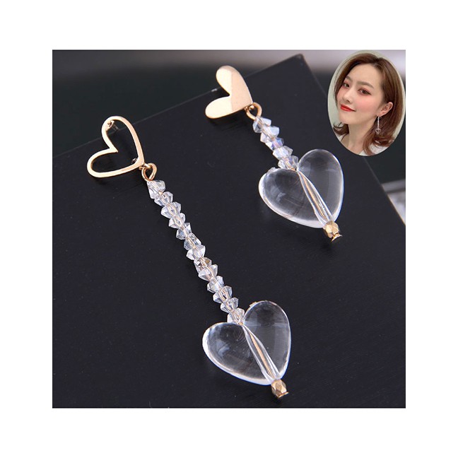 LRC Anting Tusuk Fashion Gold 925 Silver Needle Love Asymmetrical Earrings A58948