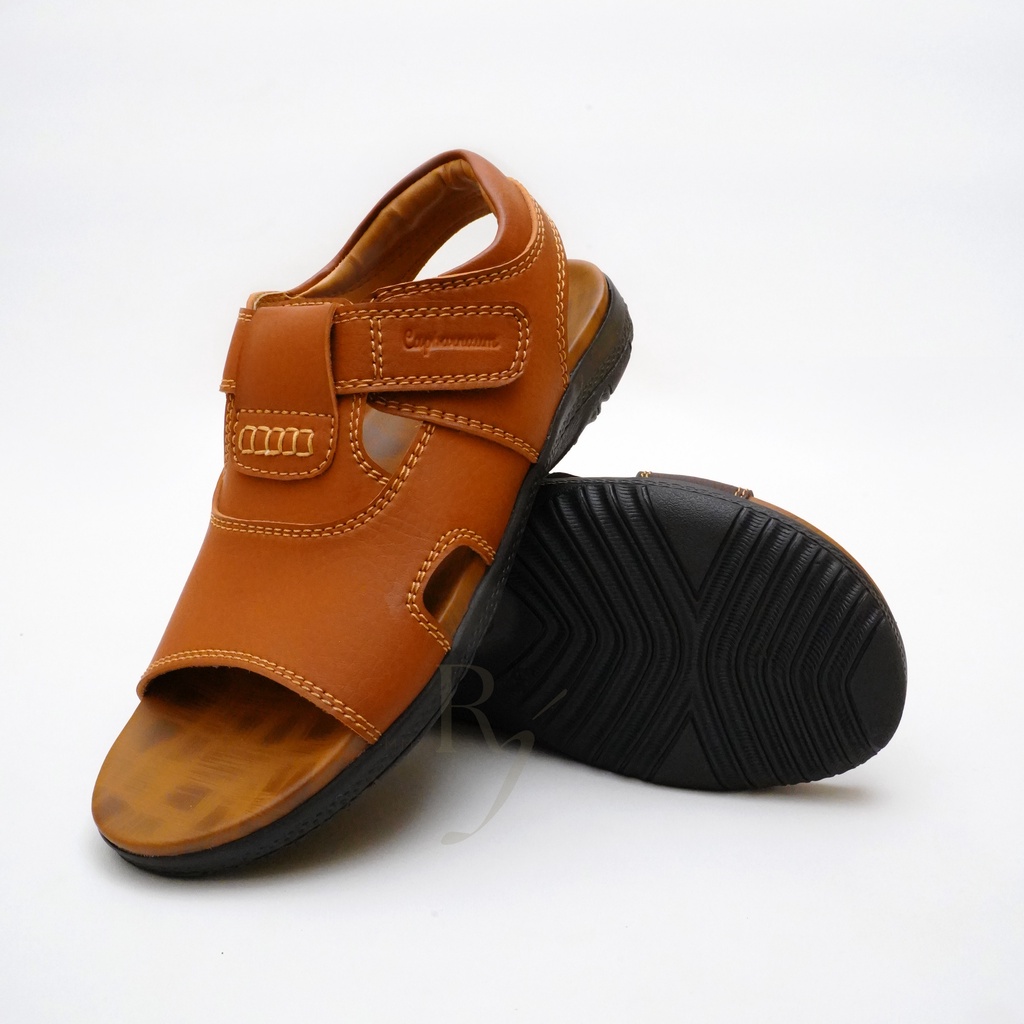 CAPHARNAUM [OSL 502] Sandal Selop Kulit Sepatu Sandal Let Belakang Pria Sendal Kasual Velcro