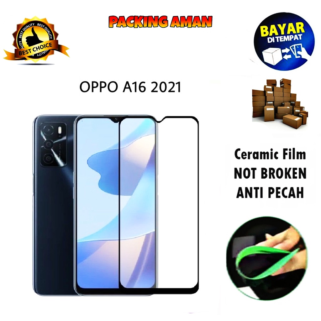 Tempered Glass Oppo A16 4G 20221 FULL COVER FULL SCREEN Ceramic Film Anti Gores