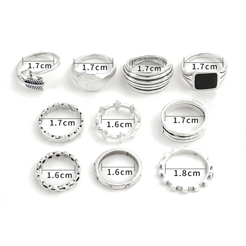 Fancyqube Set Cincin Rantai Desain Kupu-Kupu Bunga Geometris Gaya Vintage Bohemian Punk Gothic Untuk Wanita
