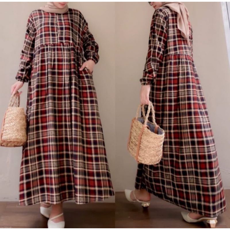 HAKO MIDI DRESS / MIDI DRESS MOTIF TARTAN / MIDI DRESS RAYON JUMBO / MIDI DRESS BUSUI / GAMIS RAYON 