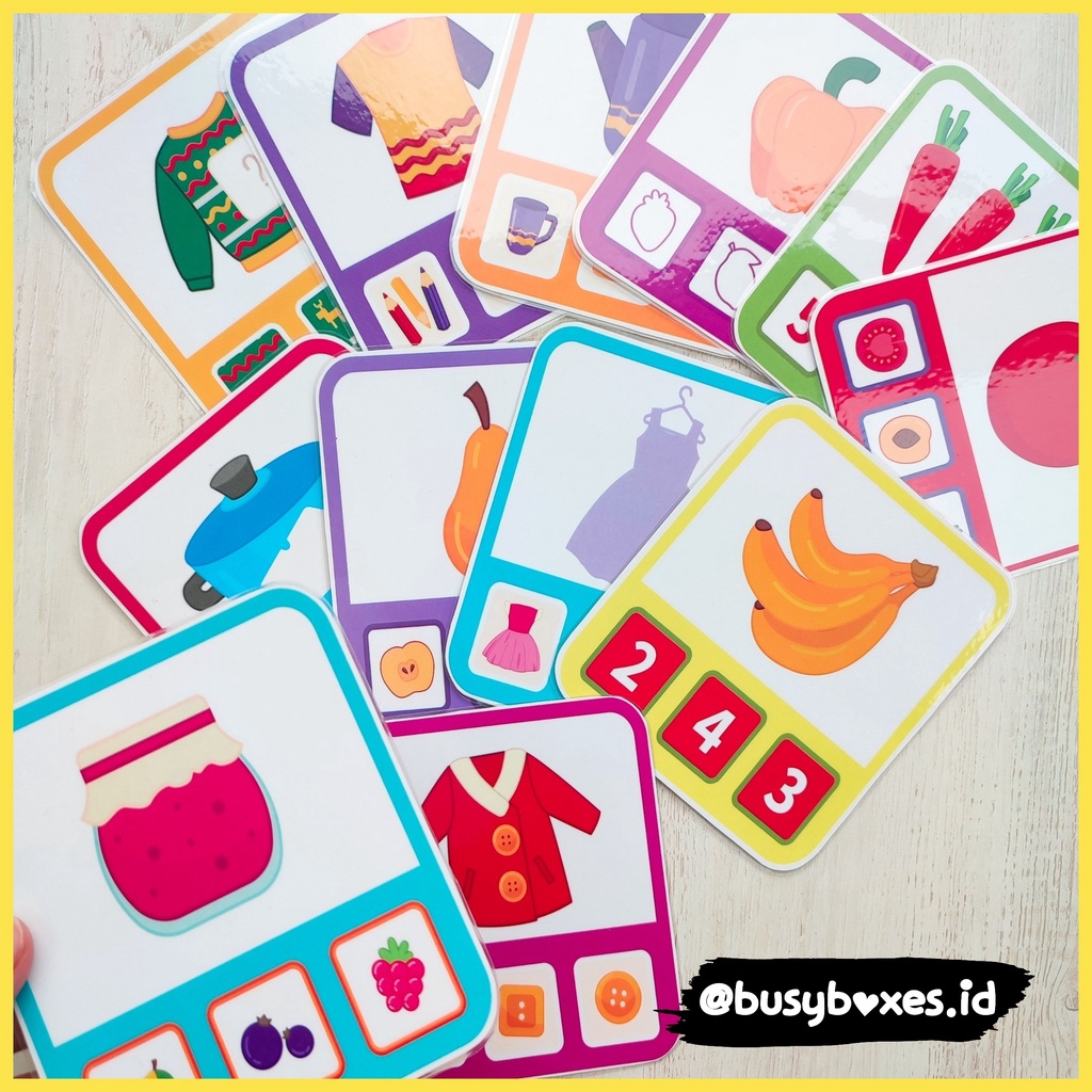 [busyboxes.id] mainan edukasi preschool busypage busy page game card preschool mengenal bentuk warna angka