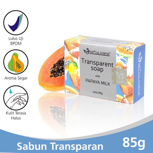 CUCI GUDANG Sabun Badan Muka Metal Fortis Transparent Papaya / Cucumber / Bengkoang / Sereh / Rice Milk 85gr