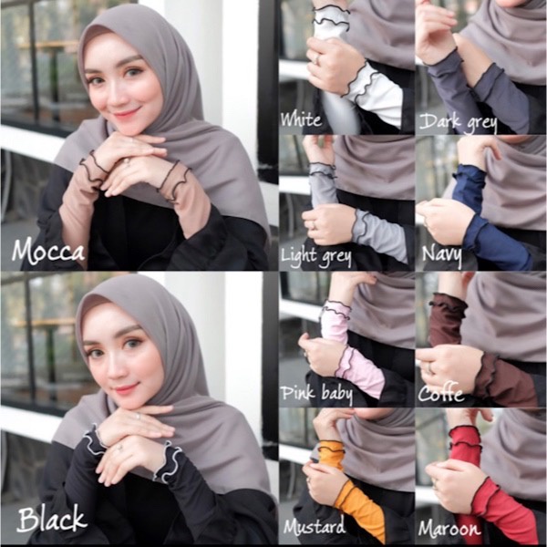 DISKON handsockcurly/handsockcurly2layer line Hitam/mansetcurly HIDAYAH