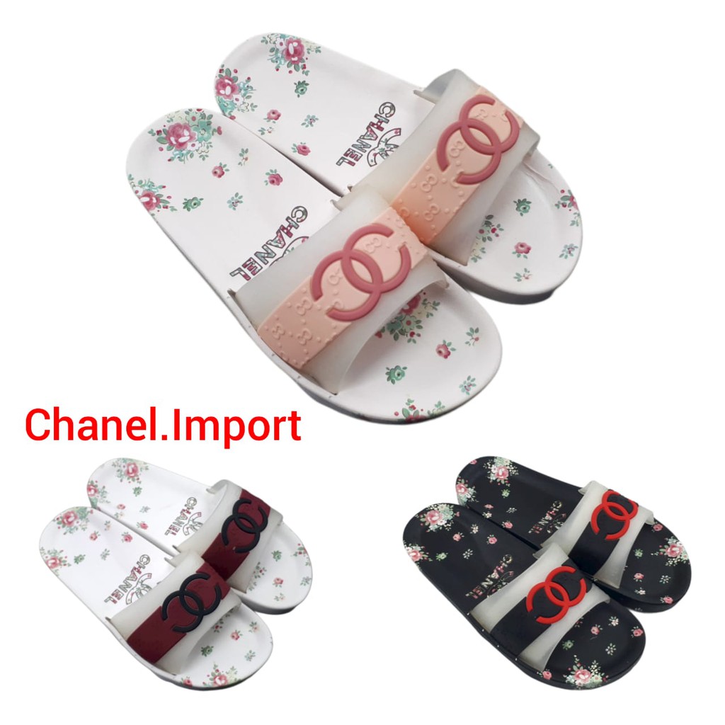 Chanel X-2011 EL Size 36 - 40 Sandal Wanita Terbaru Murah Original Motif Bunga Sendal Karet Jelly