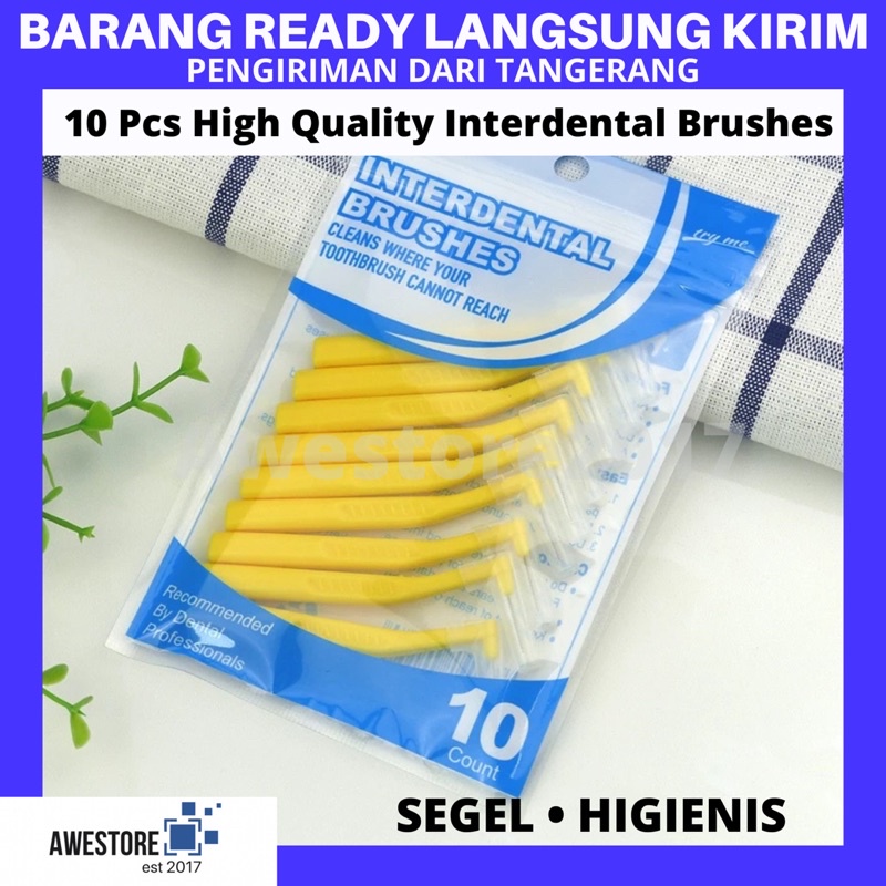 10 Pcs Sikat Gigi Ortho Kawat Behel Gigi Interdental Brush Tusuk Dental Floss Model L Kuning Y Shaped Bentuk