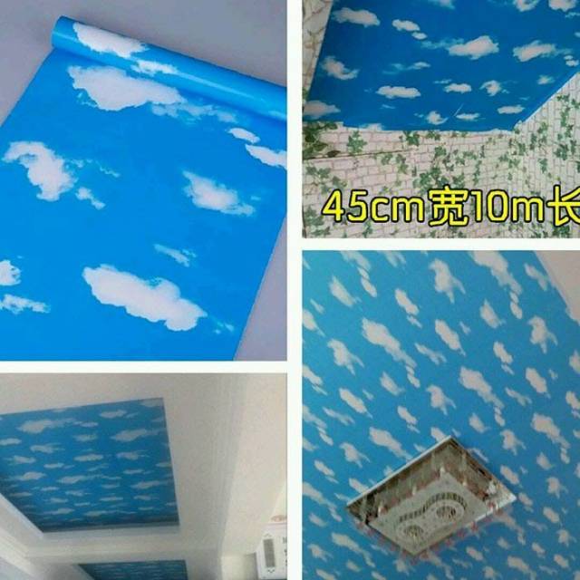 Wallpaper Sticker Dinding Motif Awan Biru Laut