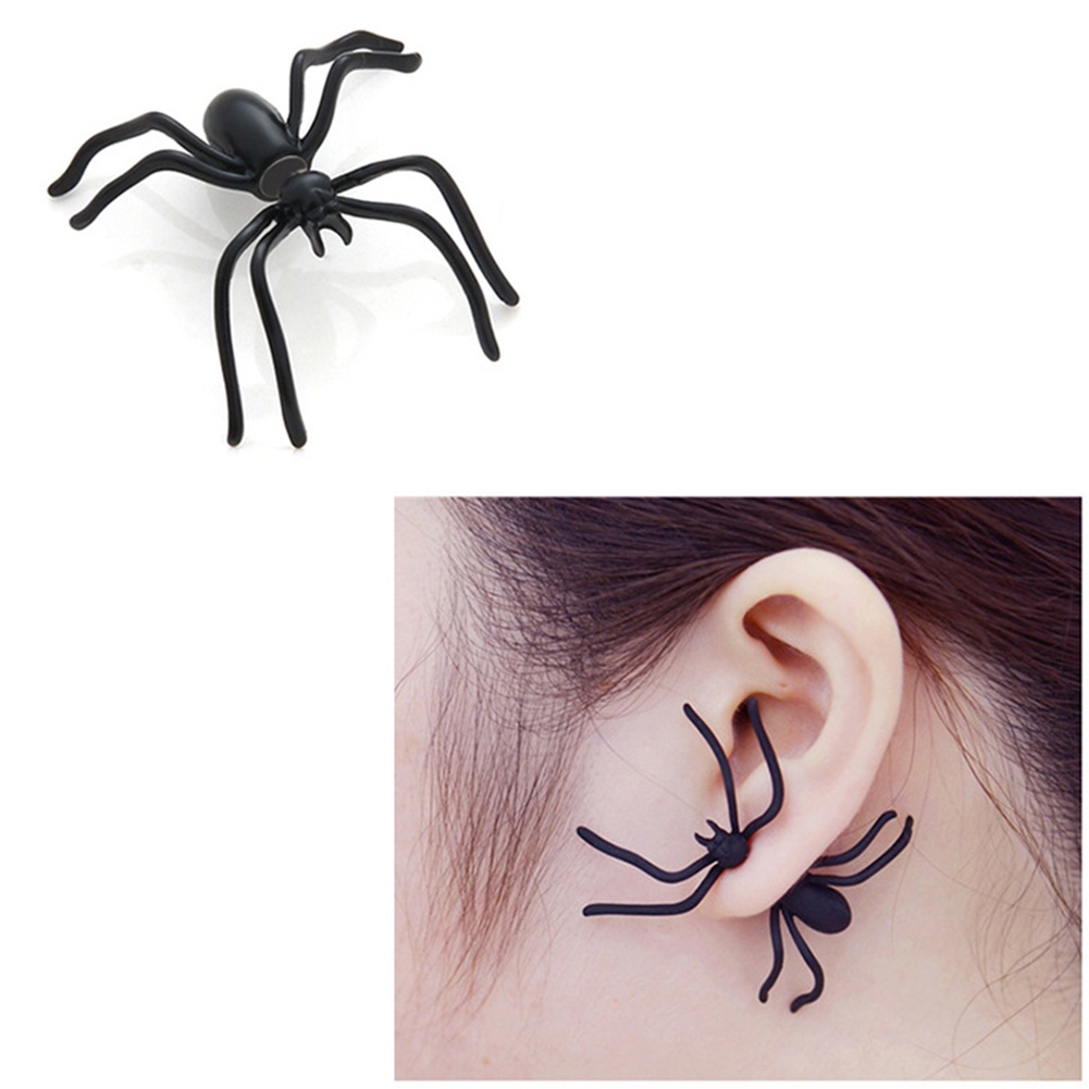 Hu Hu Hu Hu Hu Alat Bantu Pasang Kacamata♡ 1pc Anting Tusuk Bentuk Laba-Laba Seram Untuk Halloween