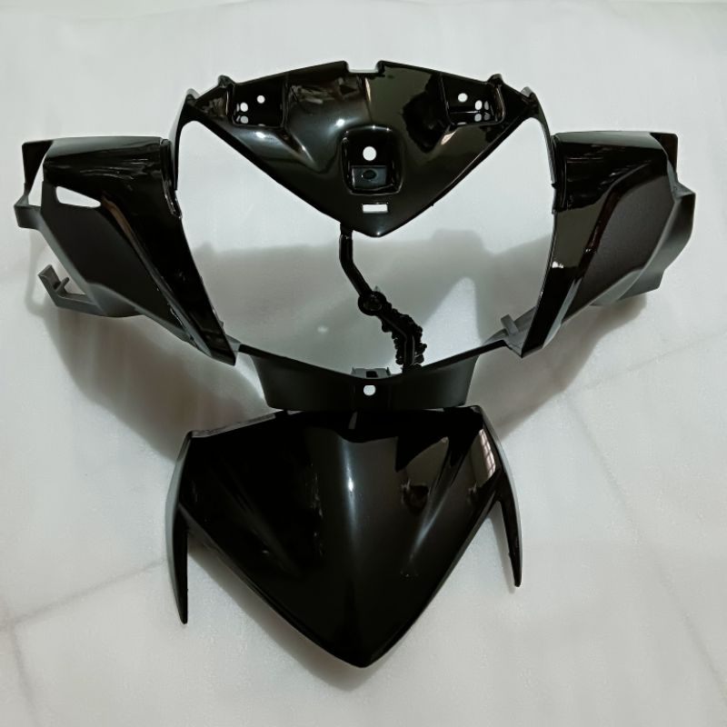 FRONT HANDLE COVER SUPRA X 125 ' 14 HITAM + VISOR BATOK LAMPU SUPRA X 125 F1 2014 IMITASI WIN