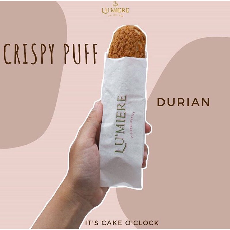 

crispy puff isi 25puff 10 durian 10 vanila 5 coklat