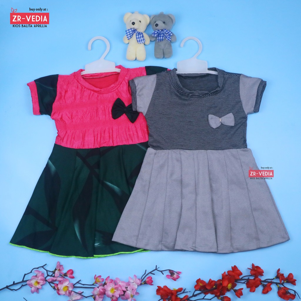 Dress Karin uk 1-2 Tahun /  Anak Perempuan Dres Lengan Murah Pesta Baju Gaun Pesta Import Baby