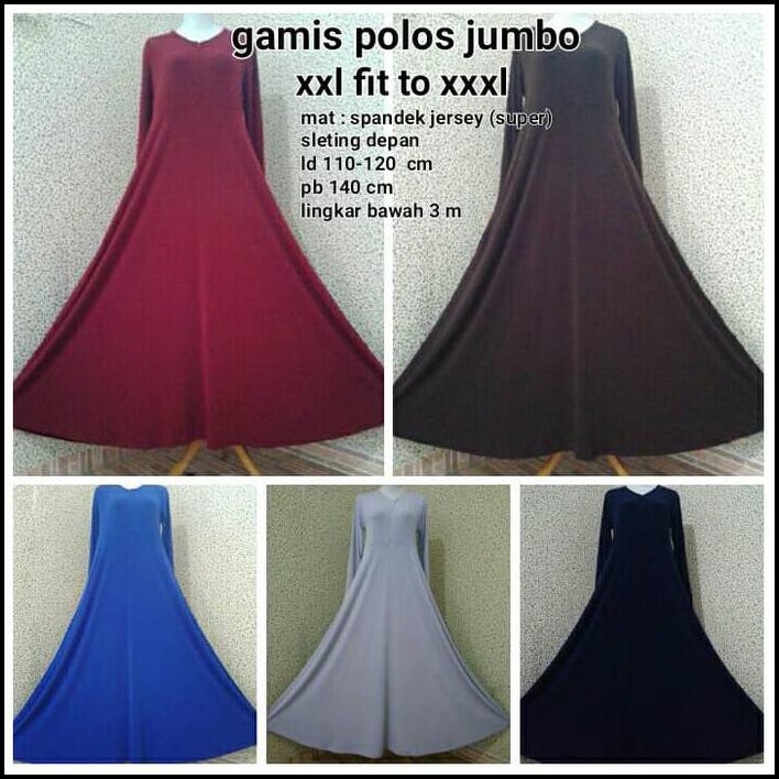 Promo Gamis Polos Jumbo/Gamis Syari/Gamis Modern/Gamis Jumbo/Gamis Murah - Hitam, Xxl