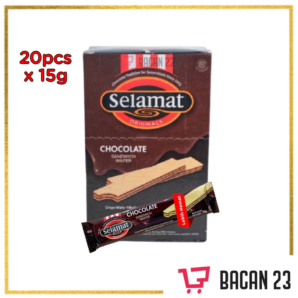 Wafer Selamat Chocolate (20pcsx15g)/Wafer Coklat/ Bacan23