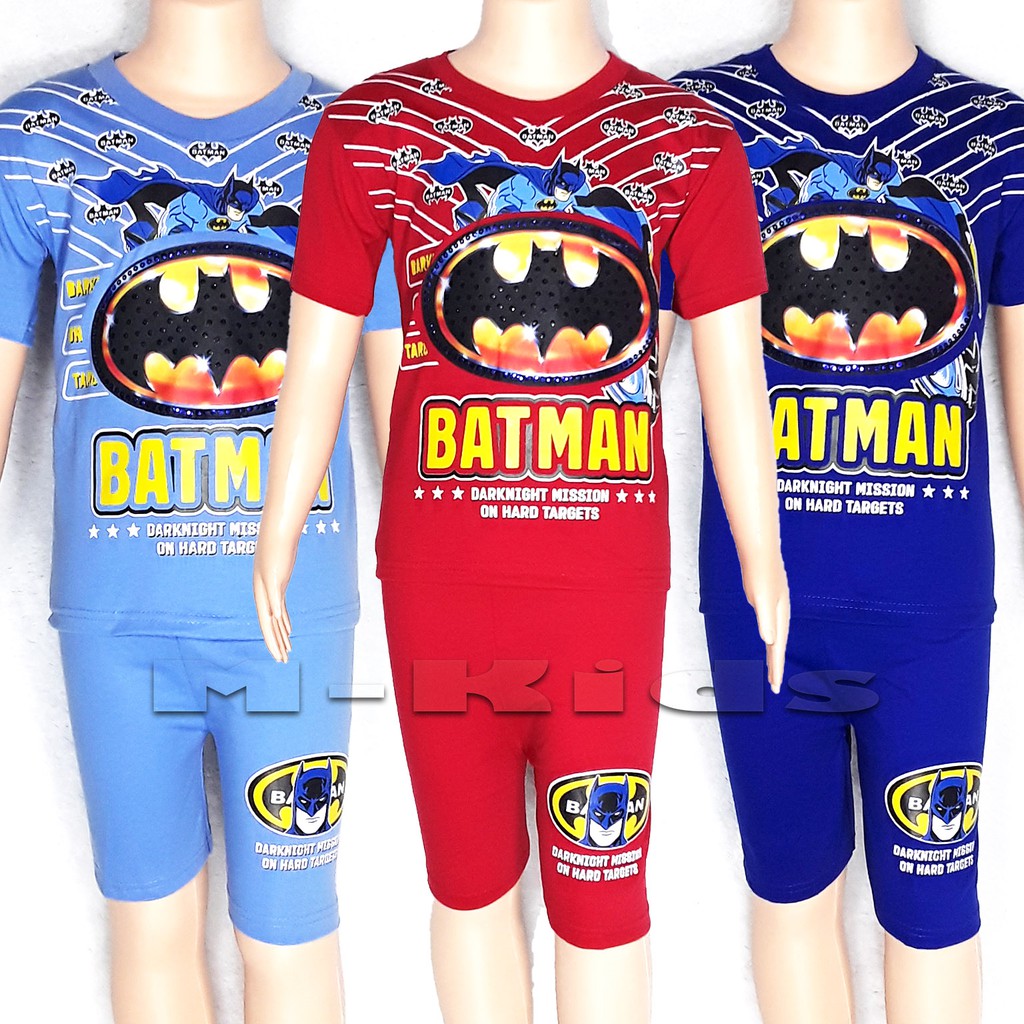 MKids88 - Baju Setelan Anak Laki-Laki Mata Nyala Lampu LED Superhero Karakter BATMAN