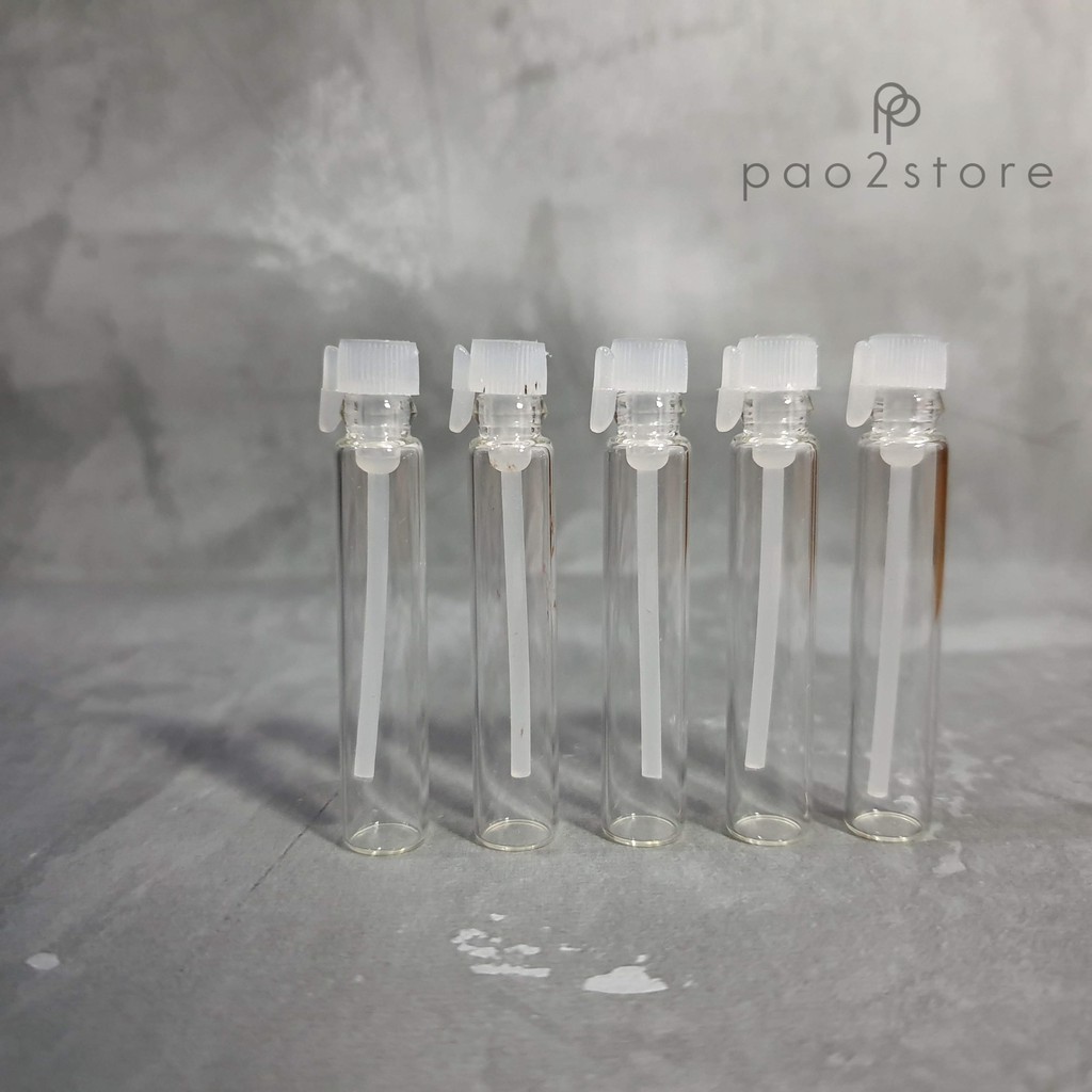 Vial 2ml Botol Tester Sample Parfum Kaca model Stik Panjang - Tutup Putih