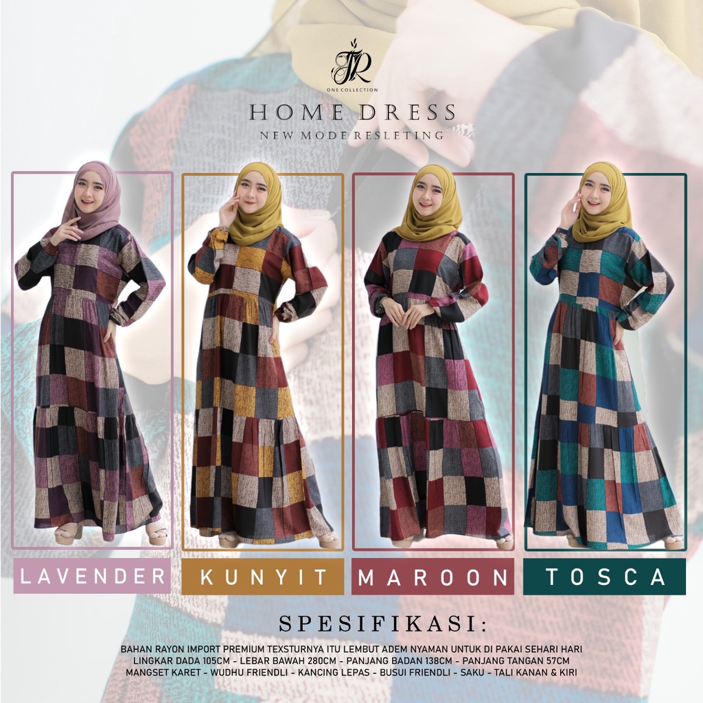 Homedress Cantik Rayon Import Premium Gamis Adem / Gamis Muslim / Longdress Rayon / Gamis JR One Col