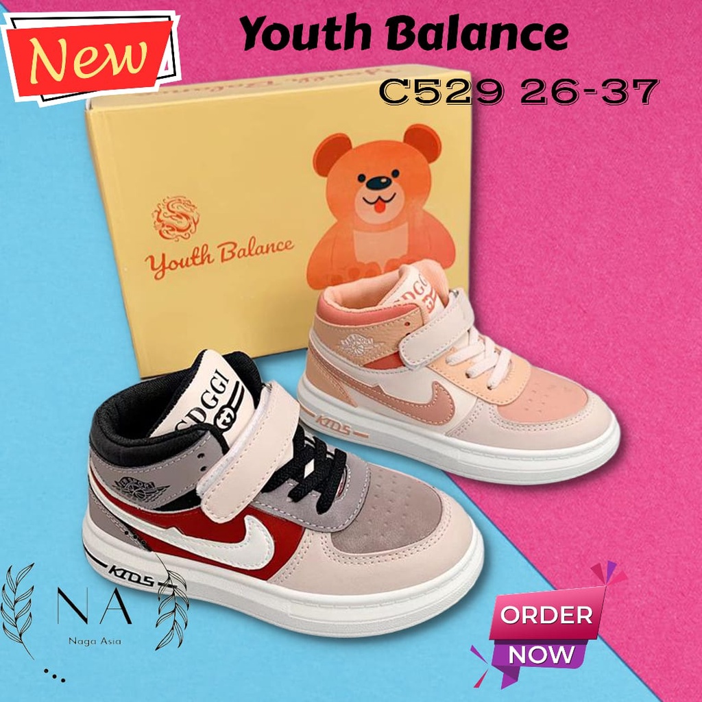 SEPATU  YOUTH BALANCE| Snikers Anak | Sepatu anak | B529 UKURAN 26-37| | Snakers Anak Perempuan | Sneakers Anak Import | Sepatu Snekers Anak | Sepatu Boot Anak | Boot Anak