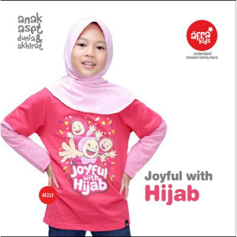 SALE Kaos Afrakids AF223 &quot;Joyful with Hijab&quot; Lengan Panjang