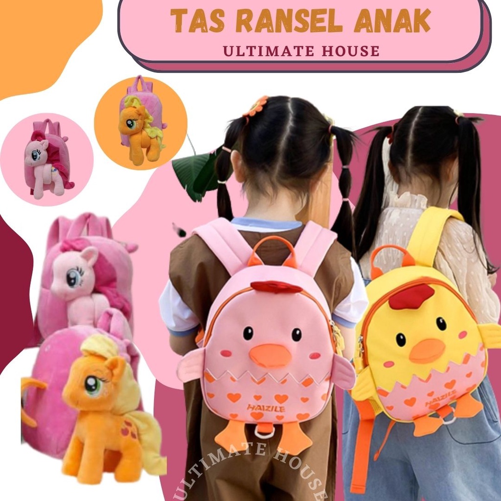 Tas Ayam Bag Chicken Egg Telur Tas Ransel Boneka Kuda Pony Impor Disney Pretty Sekolah Paud TK Cute