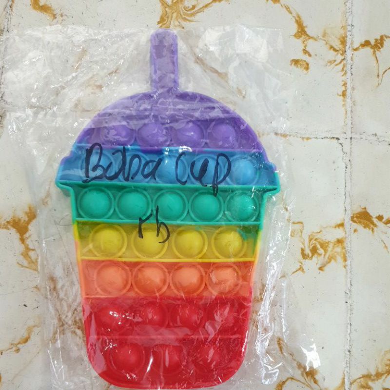 Pop It Boba Cup Macaron Rainbow, Popit Ice Sundae Macaron Rainbow, Popit Ice Cream Pastel Rainbow-Boba Cup Rainbow