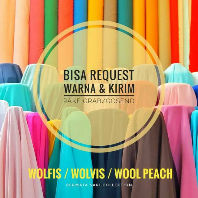 Bahan Kain Wolfis / Wolvis / Wool Peach Meteran