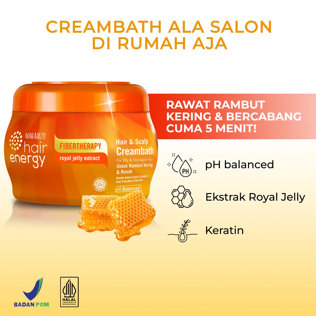 PAKET ISI 2 - Makarizo Hair Energy Fibertherapy Hair & Scalp Creambath Royal Jelly 500 mL-2