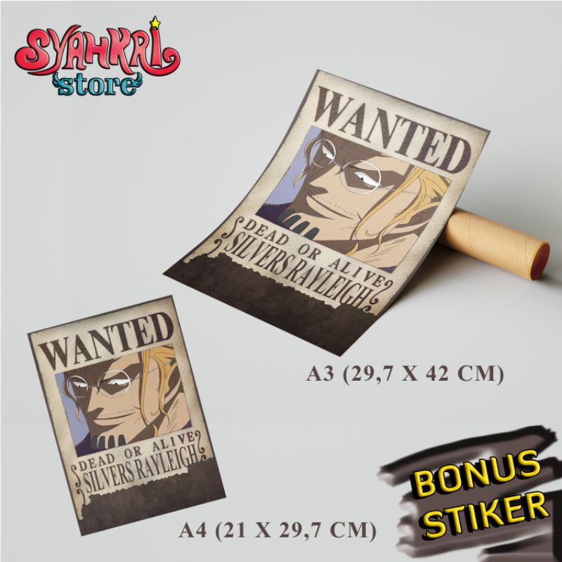 Silvers Rayleigh Poster Wanted Bounty One Piece Shopee Indonesia