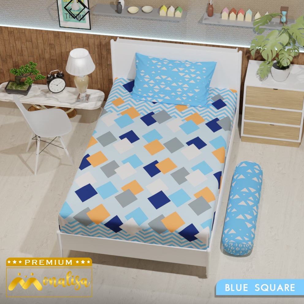 Monalisa Premium Sprei Uk 90/100/120 - Blue Square