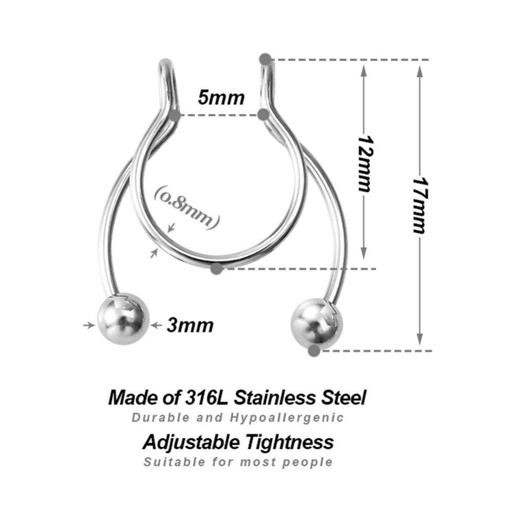 Timekey Anting Hidung Bentuk Tanduk Rusa Bahan Stainless Steel Untuk Priawanita O6W4