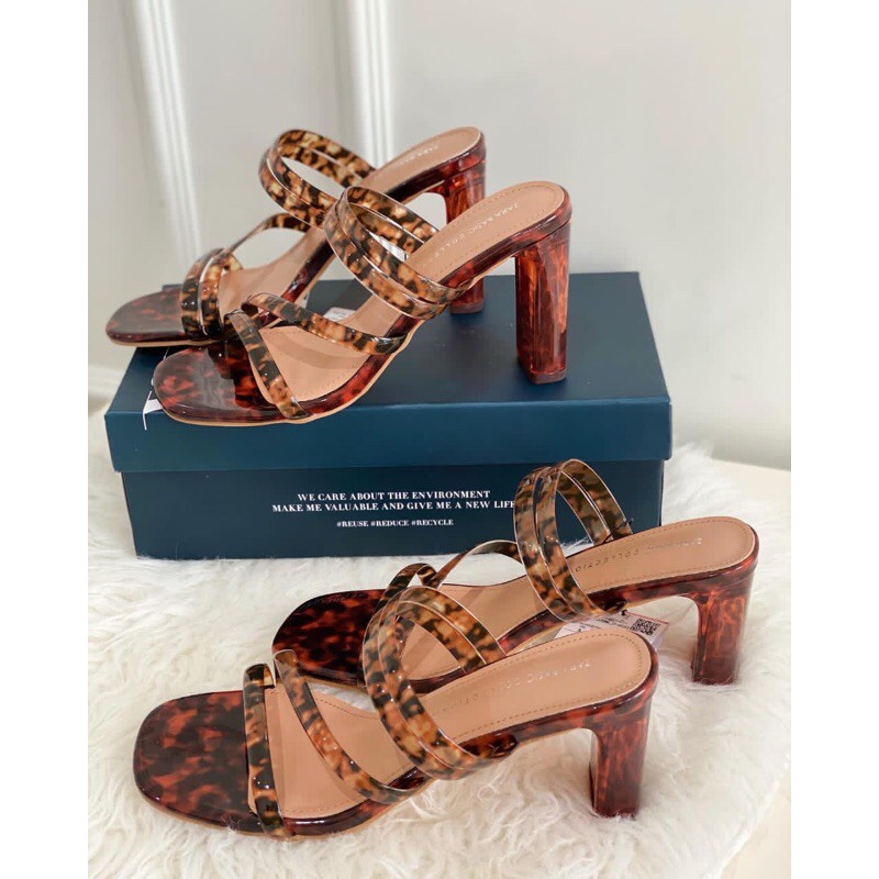 ZS455 Zara Strappy Vinyl Leopard Heels