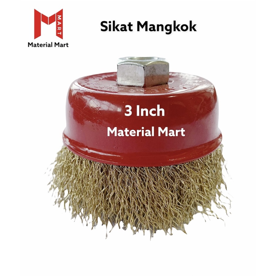 Sikat Kawat Mangkok 3 Inch Kuning | Sikat Mangkok Kepang 3&quot; |Cup Brush |Material Mart