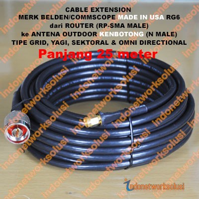 KENBOTONG CABEL EXTENSION BELDEN untuk ANTENA GRID SEKTORAL YAGI OMNI (25m)