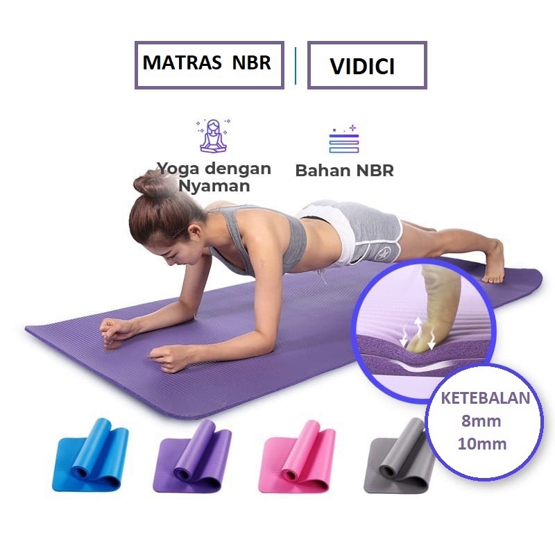 VIDICI Matras Yoga 8MM /10MM BONUS TALI STRAP!!! MATRAS YOGA ALAS SENAM MAT TEBAL OUTDOOR INDOOR TERMURAH