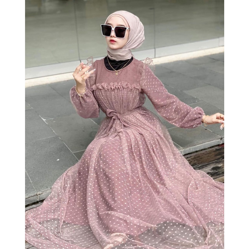 COD | PROMO TERMURAH Marbela Maxy Dress l Gamis Brukat Tile Pesta Kondangan Muslim Fashion Wanita