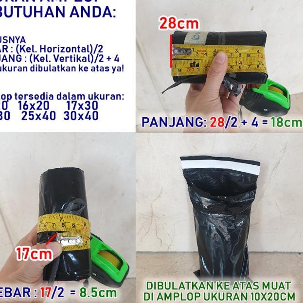

♦ 100pcs Polymailer 30x40 cm/ Amplop Plastik dengan Seal warna Hitam - Semidoff ☻