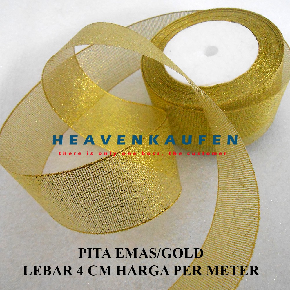 Pita Emas / Gold Lebar 4 cm Murah Harga Per Meter