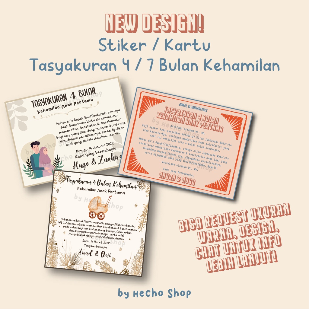 

Stiker / Kartu Tasyakuran 4/7 Bulan Kehamilan BATCH 2 [HECHOSHOP]