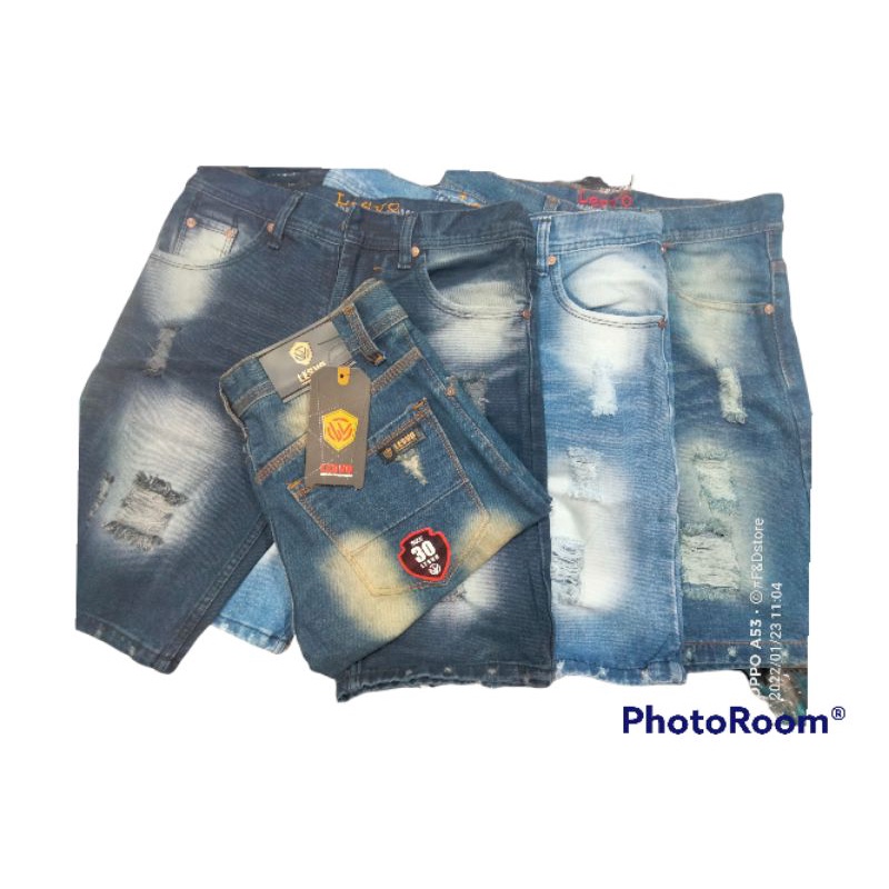 celana pendek jeans sobek2 pria, kualitas premium