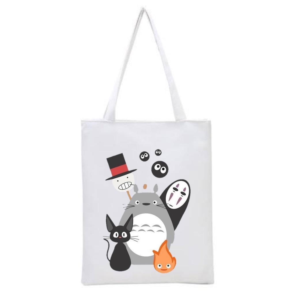 Totebag Resleting Printing STUDIO GHIBLI anime manga tas kuliah kampus sekolah viral || kiiyoomii ||